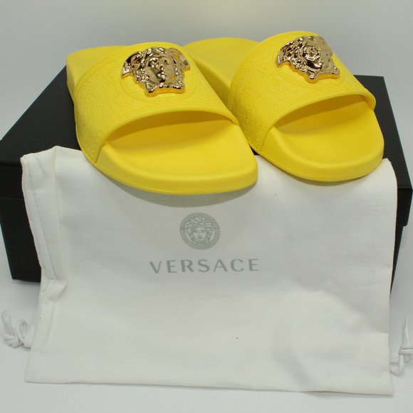 Versace Shoes - Women's Versace Palazzo Yellow Pool Slides Sz 39/8.5 US